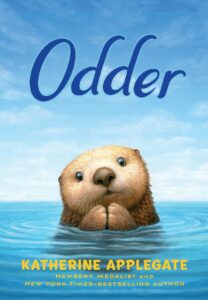 Illustrated book cover of an otter sticking her head out of the ocean against a blue sky backdrop